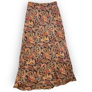 Brown paisley midi maxi skirt vintage size 8